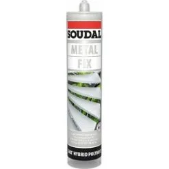 SOUDAL Colle Métal Polymère METAL FIX, Coloris Gris Brillant Pailleté, Cartouche De 290ml
