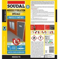 SOUDAL Mousse Expansive Universelle (tout Support) SOUDAL, 500 Ml -SOUDAL Soldes Boutique 35175718 3