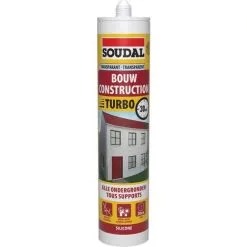 Mastic Silicone De Construction Soudal Turbo Transparent 290ml - Transparent