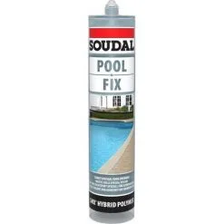 SOUDAL Mastic Colle Piscine Polymère POOL FIX Coloris Transparent Cartouche De 290ml - Bleu Clair Transparent